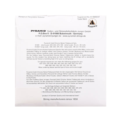 Pyramid Gold Flatwound Long Scale Bass Guitar Strings 40-105