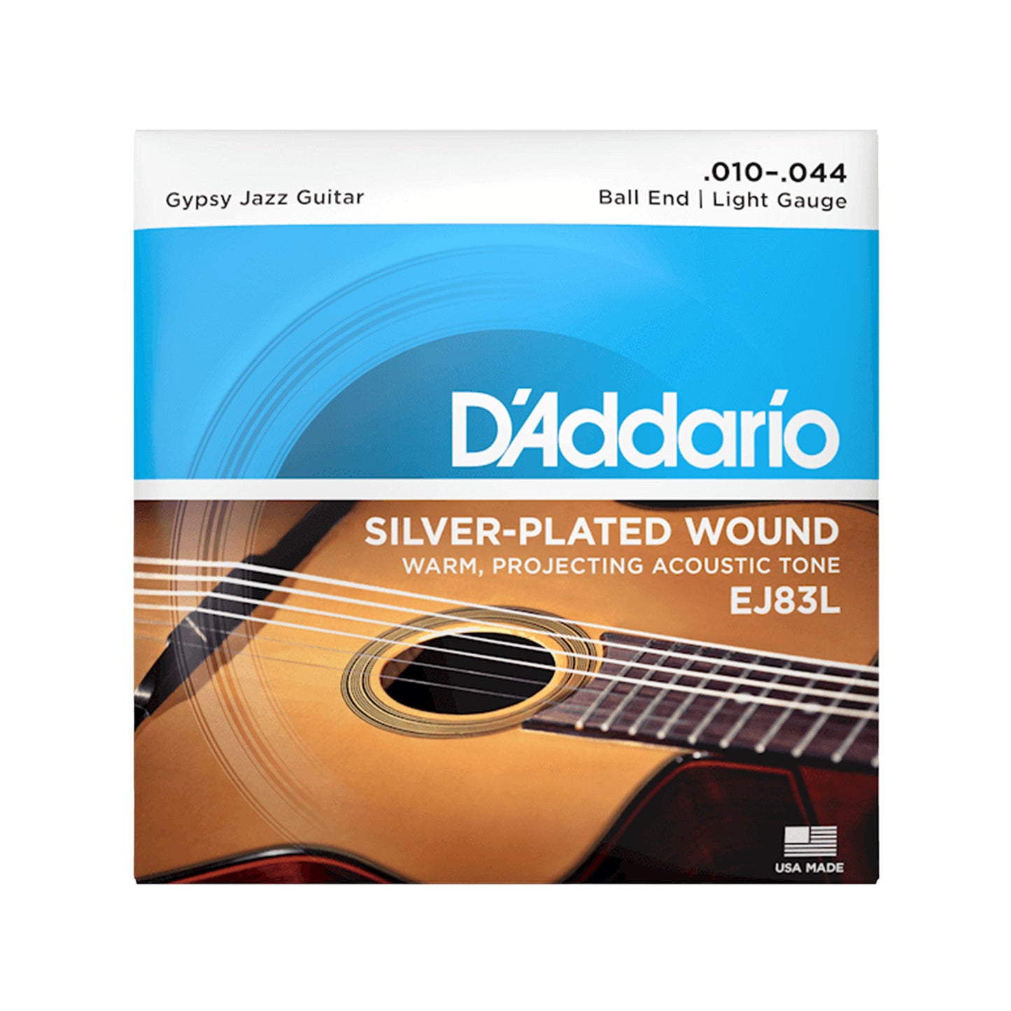 D'Addario EJ83L Gypsy Jazz Silver Wound Ball End Light 10-44 Acoustic Guitar Strings