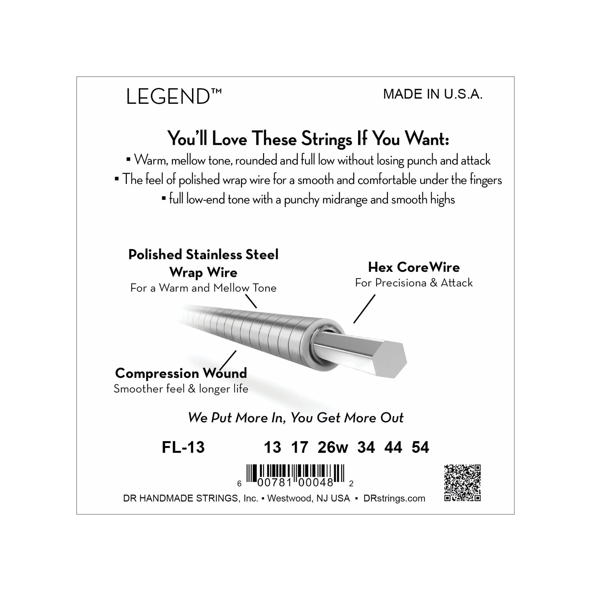 DR Strings FL-13 Legend Flatwound Electric Medium 13-54 Accessories / Strings / Guitar Strings