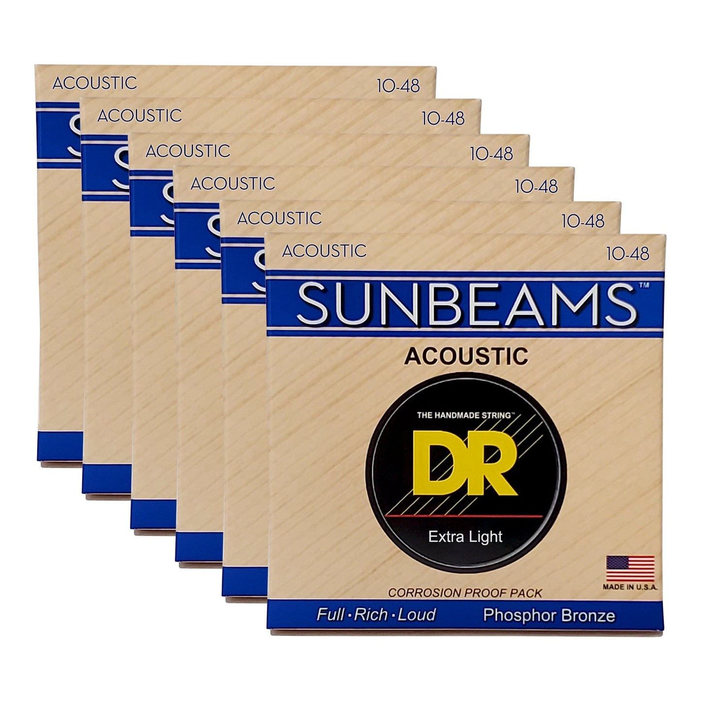 DR Strings Sunbeam Acoustic Extra Light 10-48 6 Pack Bundle Accessories / Strings / Guitar Strings