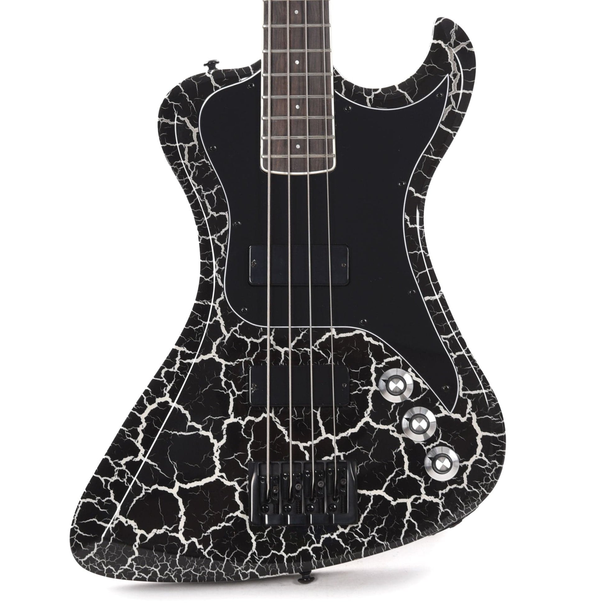 Dunable DE R2 Bass Gloss Black & White Crackle w/Black Hardware Bass Guitars / 4-String