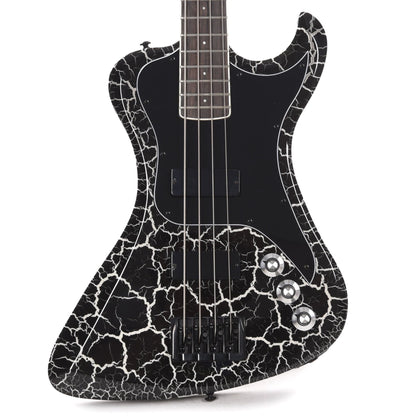 Dunable DE R2 Bass Gloss Black & White Crackle w/Black Hardware Bass Guitars / 4-String