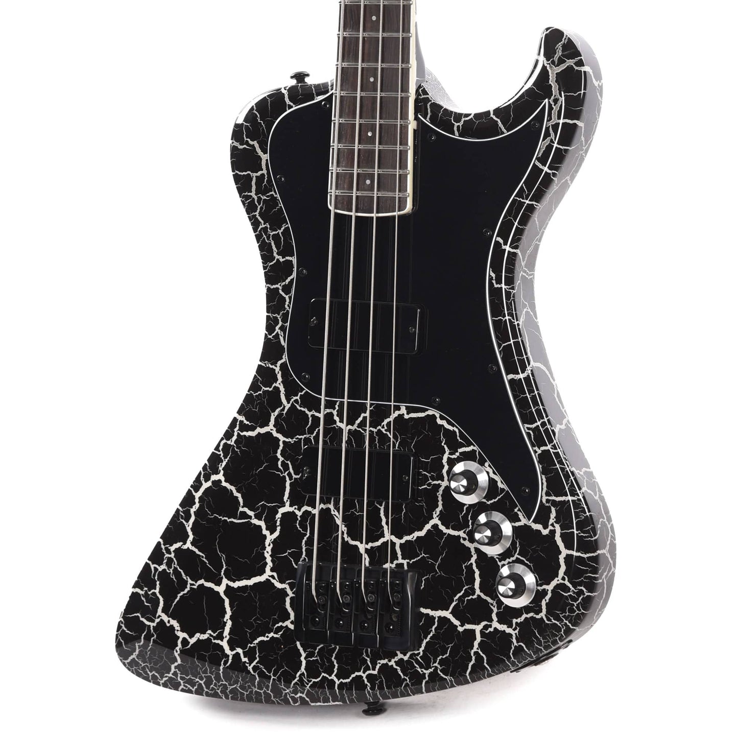 Dunable DE R2 Bass Gloss Black & White Crackle w/Black Hardware Bass Guitars / 4-String