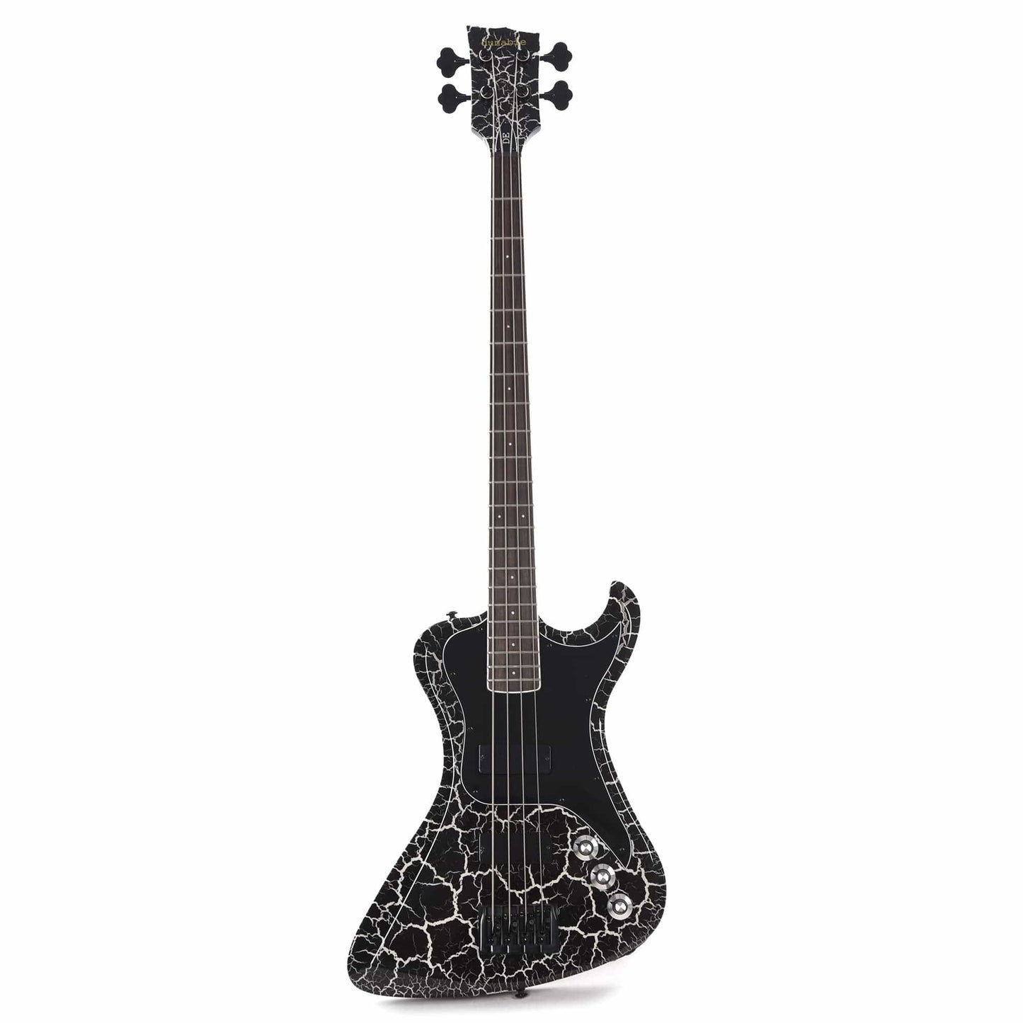 Dunable DE R2 Bass Gloss Black & White Crackle w/Black Hardware Bass Guitars / 4-String