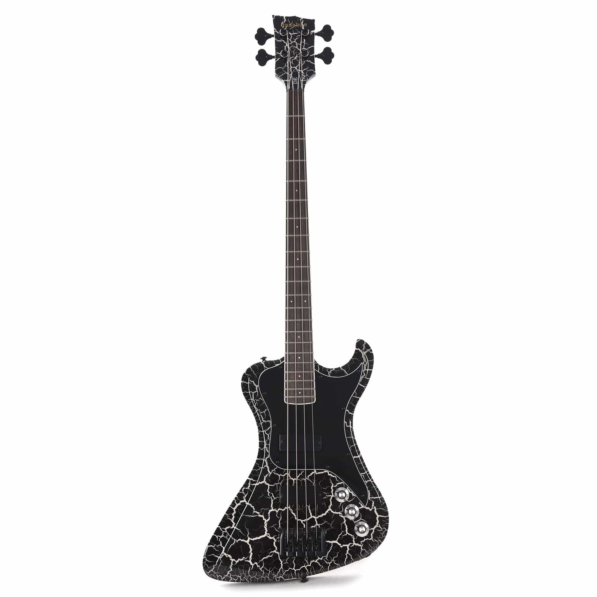 Dunable DE R2 Bass Gloss Black & White Crackle w/Black Hardware Bass Guitars / 4-String
