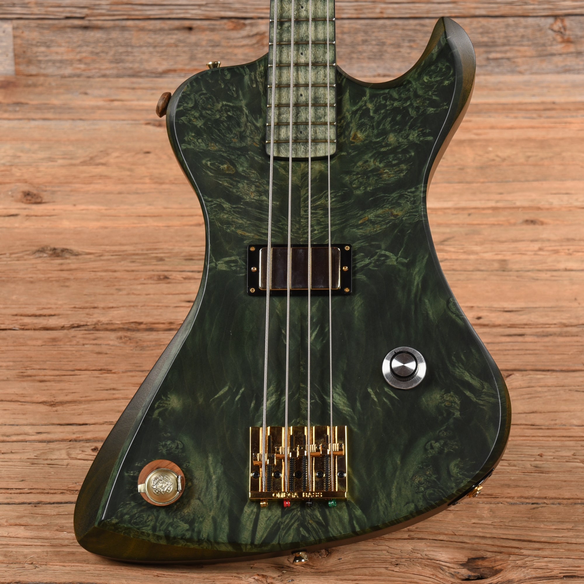 Dunable R2 Burl Top Bass w/Bigfoot Pickup & Built in Pipe Transparent Green 2020 Bass Guitars / 4-String