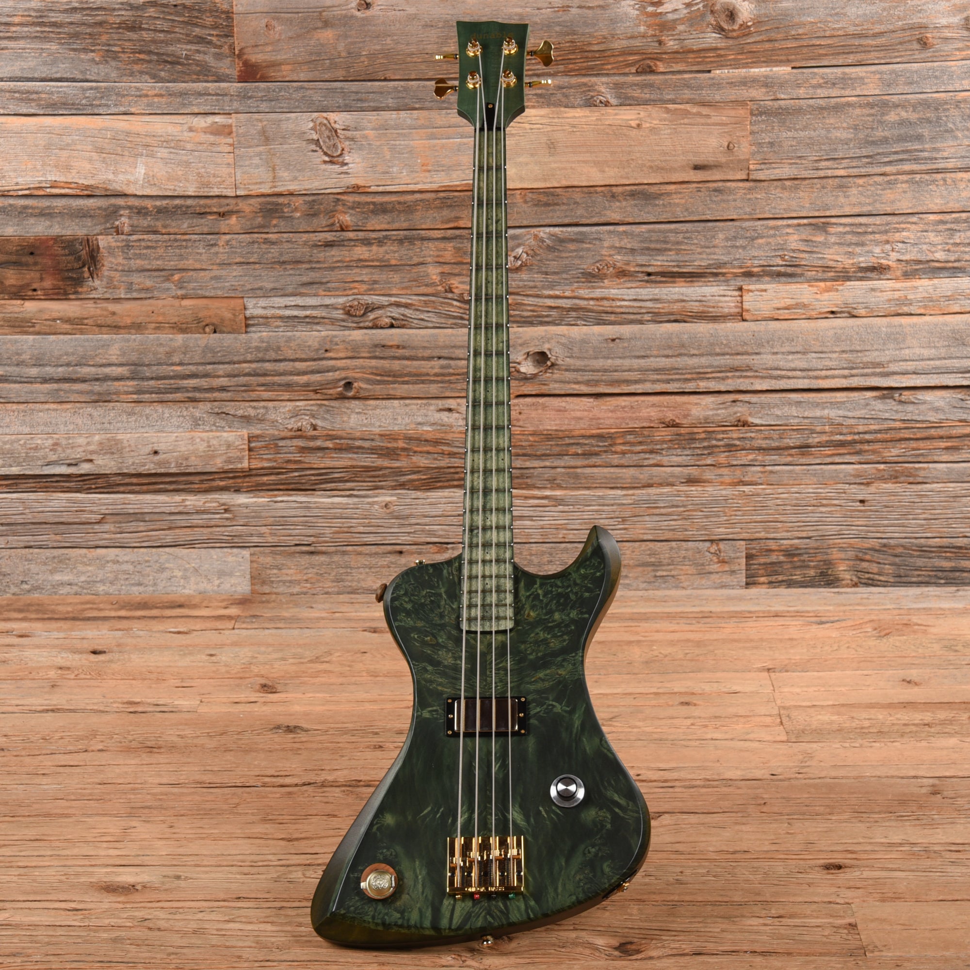 Dunable R2 Burl Top Bass w/Bigfoot Pickup & Built in Pipe Transparent Green 2020 Bass Guitars / 4-String
