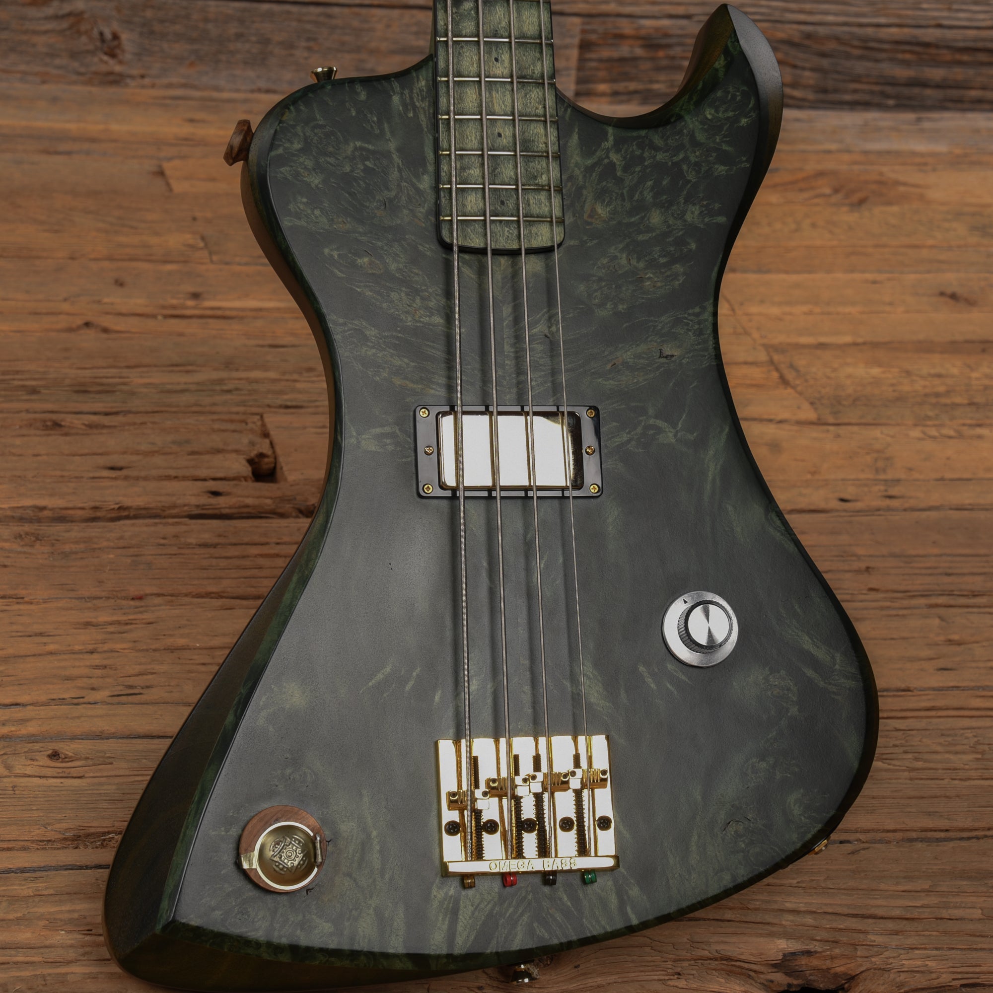 Dunable R2 Burl Top Bass w/Bigfoot Pickup & Built in Pipe Transparent Green 2020 Bass Guitars / 4-String