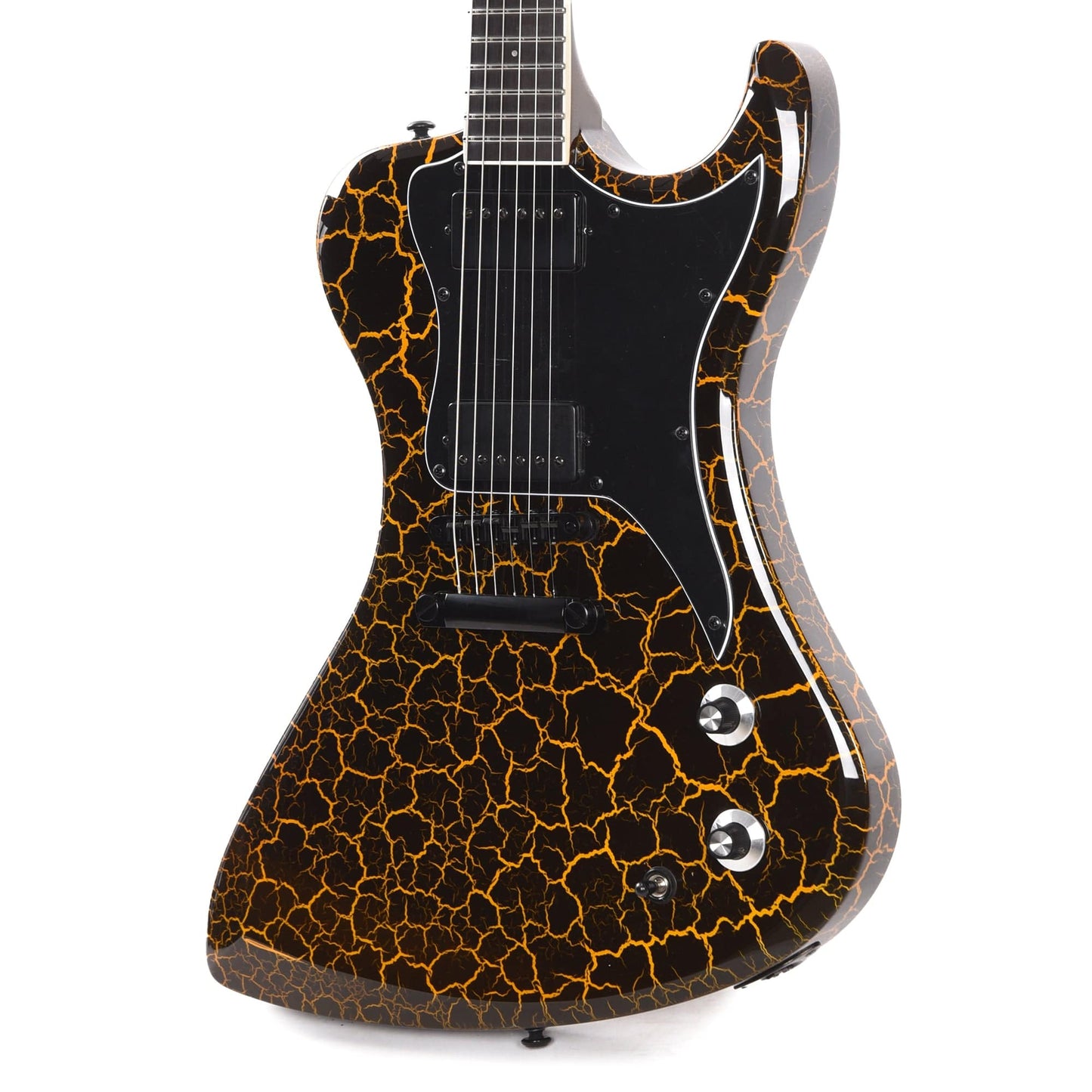 Dunable DE R2 Gloss Black & Orange Crackle w/Black Hardware Electric Guitars / Solid Body