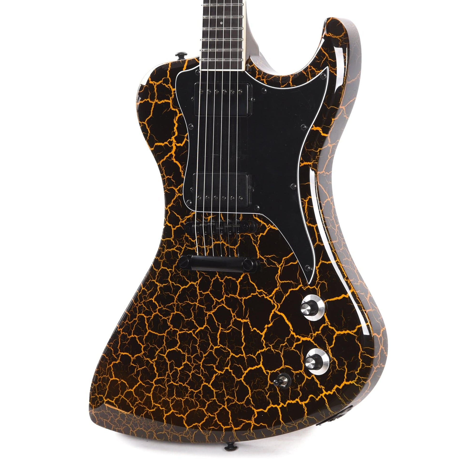 Dunable DE R2 Gloss Black & Orange Crackle w/Black Hardware Electric Guitars / Solid Body