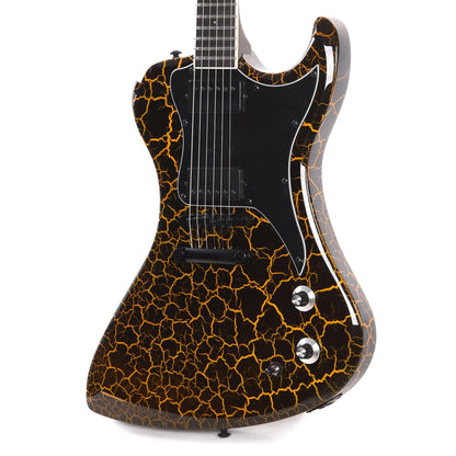 Dunable DE R2 Gloss Black & Orange Crackle w/Black Hardware Electric Guitars / Solid Body