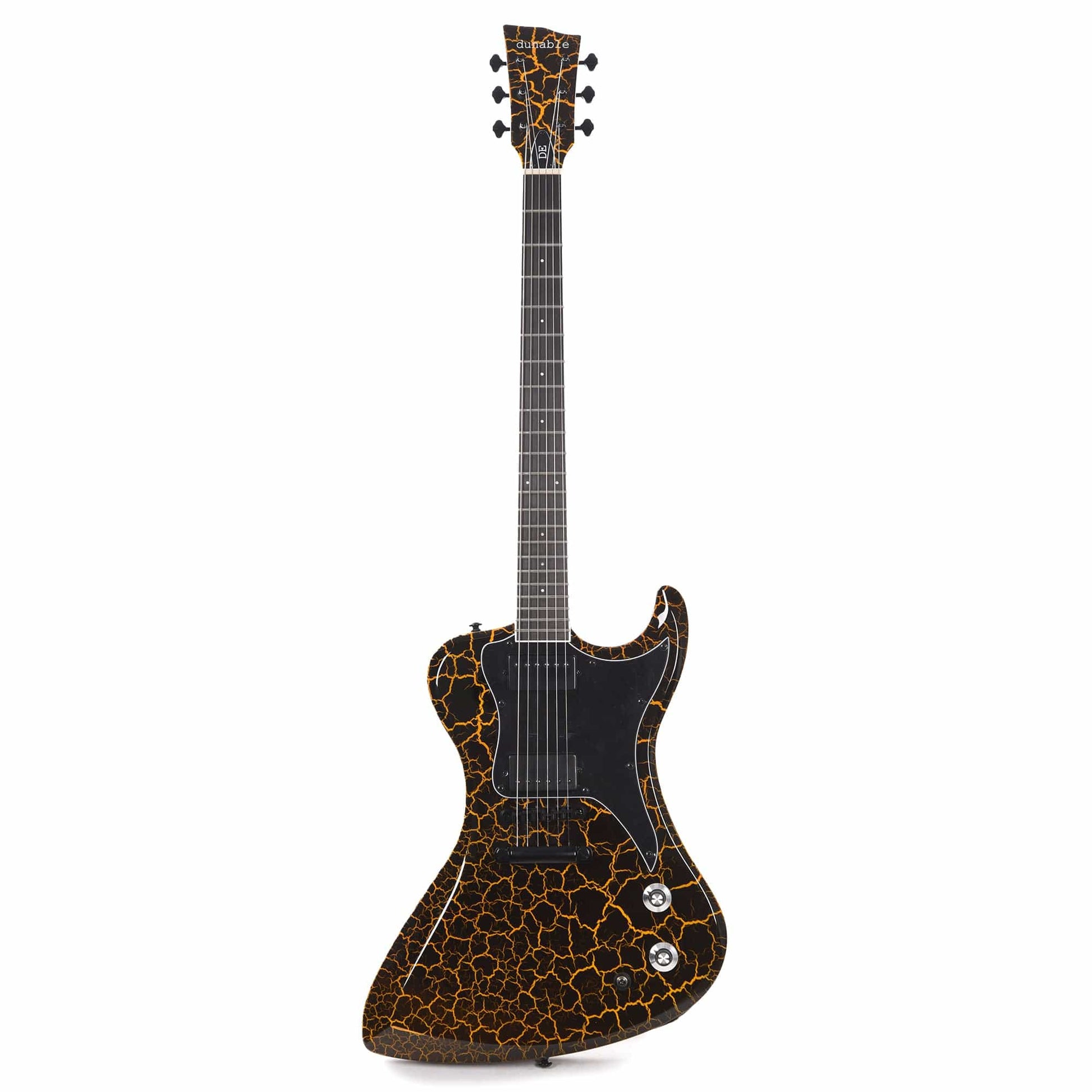 Dunable DE R2 Gloss Black & Orange Crackle w/Black Hardware Electric Guitars / Solid Body