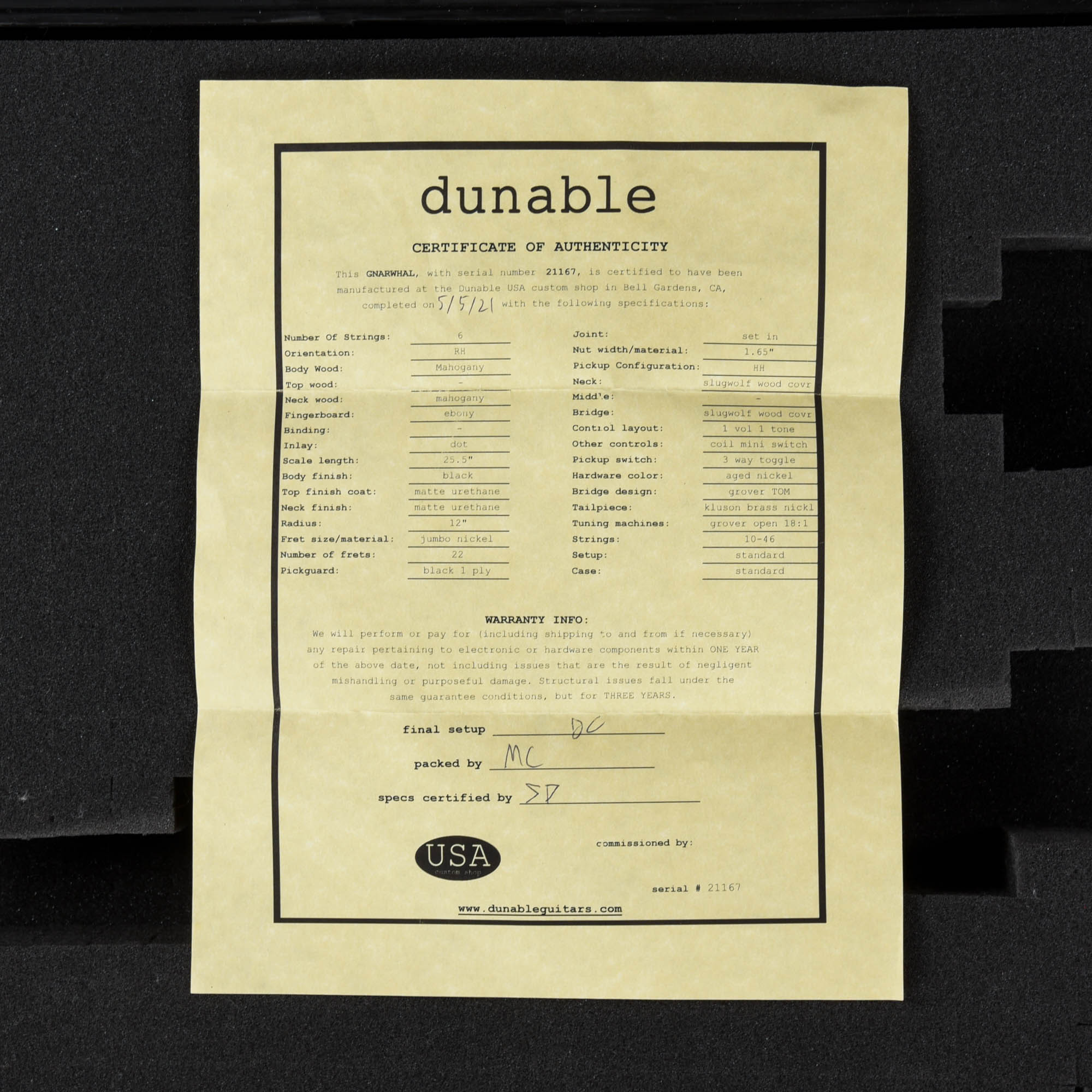 Dunable Gnarwhal Black 2021 Electric Guitars / Solid Body