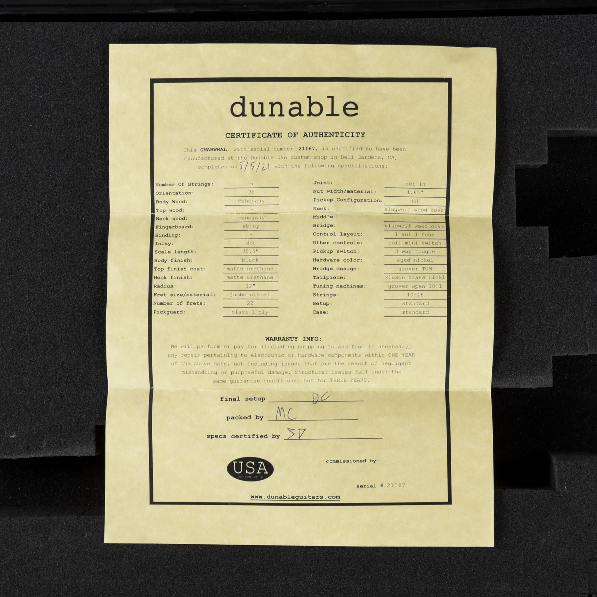 Dunable Gnarwhal Black 2021 Electric Guitars / Solid Body