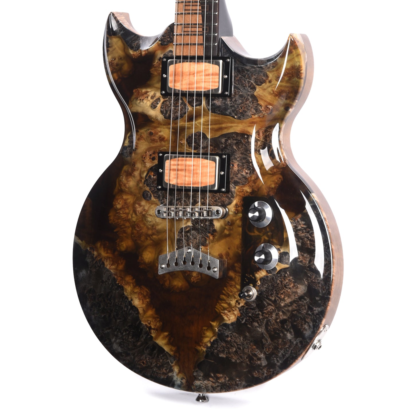 Dunable USA 10th Anniversary Minotaur Burl Maple Slab w/Black Earth Resin Topographical Post-Apocalypse Electric Guitars / Solid Body