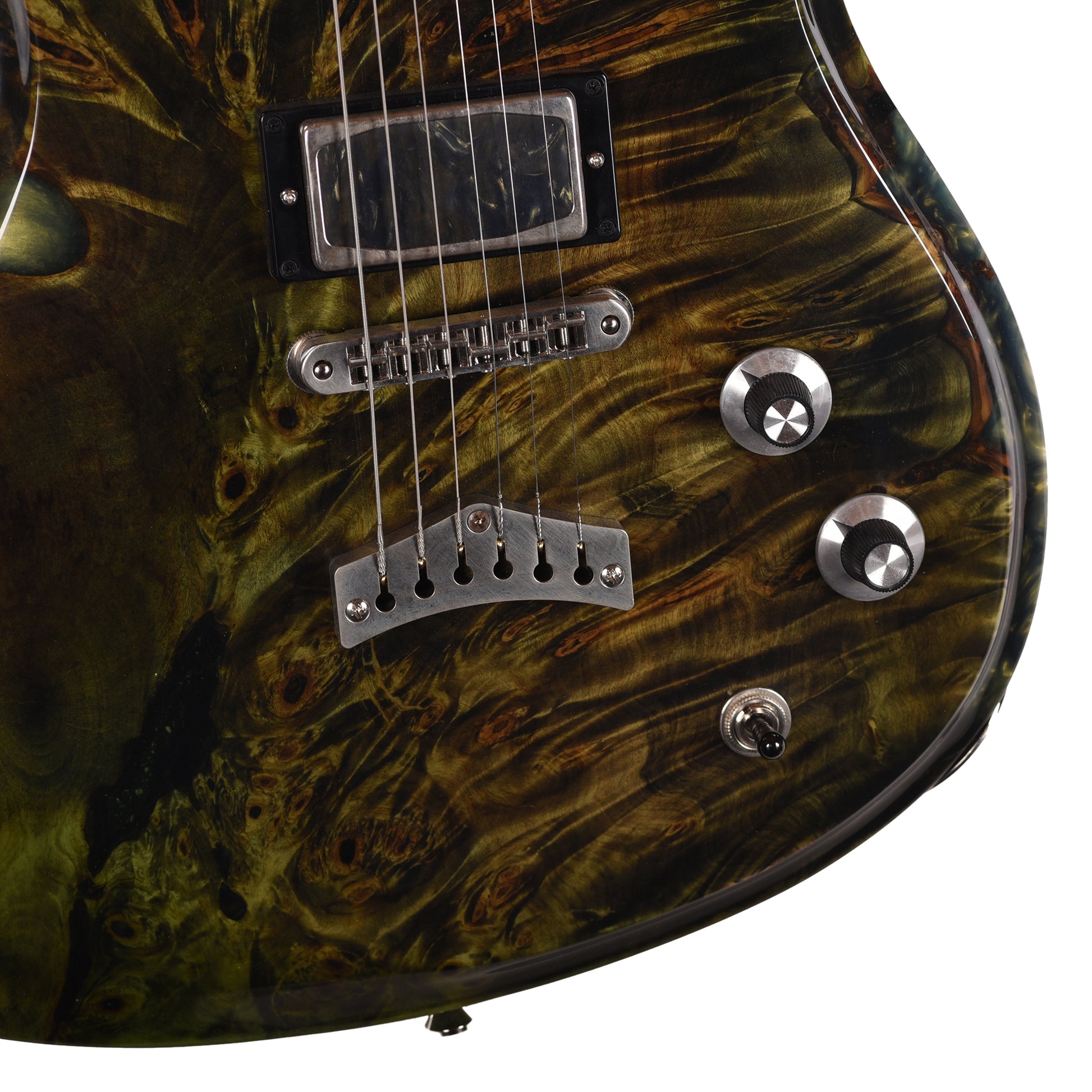 Dunable USA Buckeye Burl Gnarwhal Transparent Green Fade Electric Guitars / Solid Body