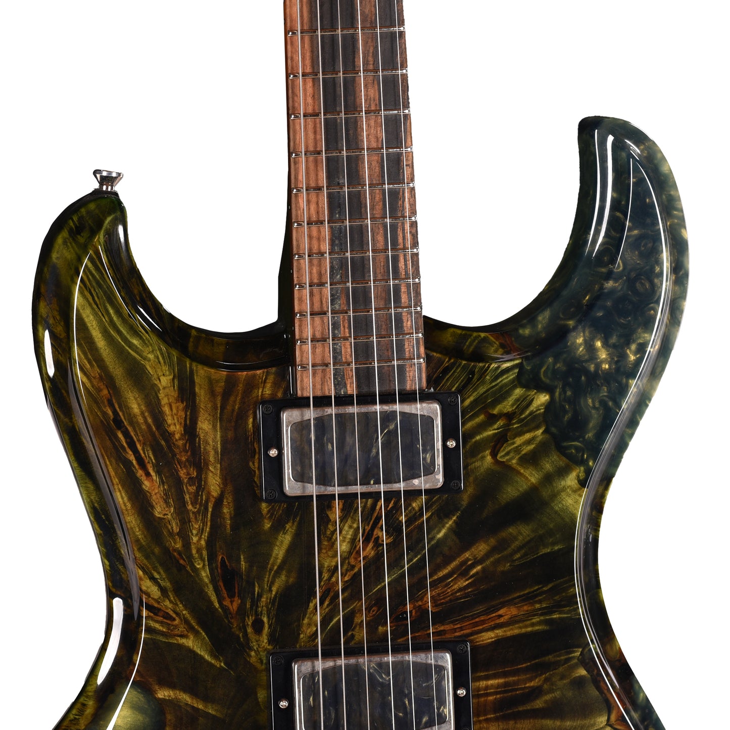 Dunable USA Buckeye Burl Gnarwhal Transparent Green Fade Electric Guitars / Solid Body