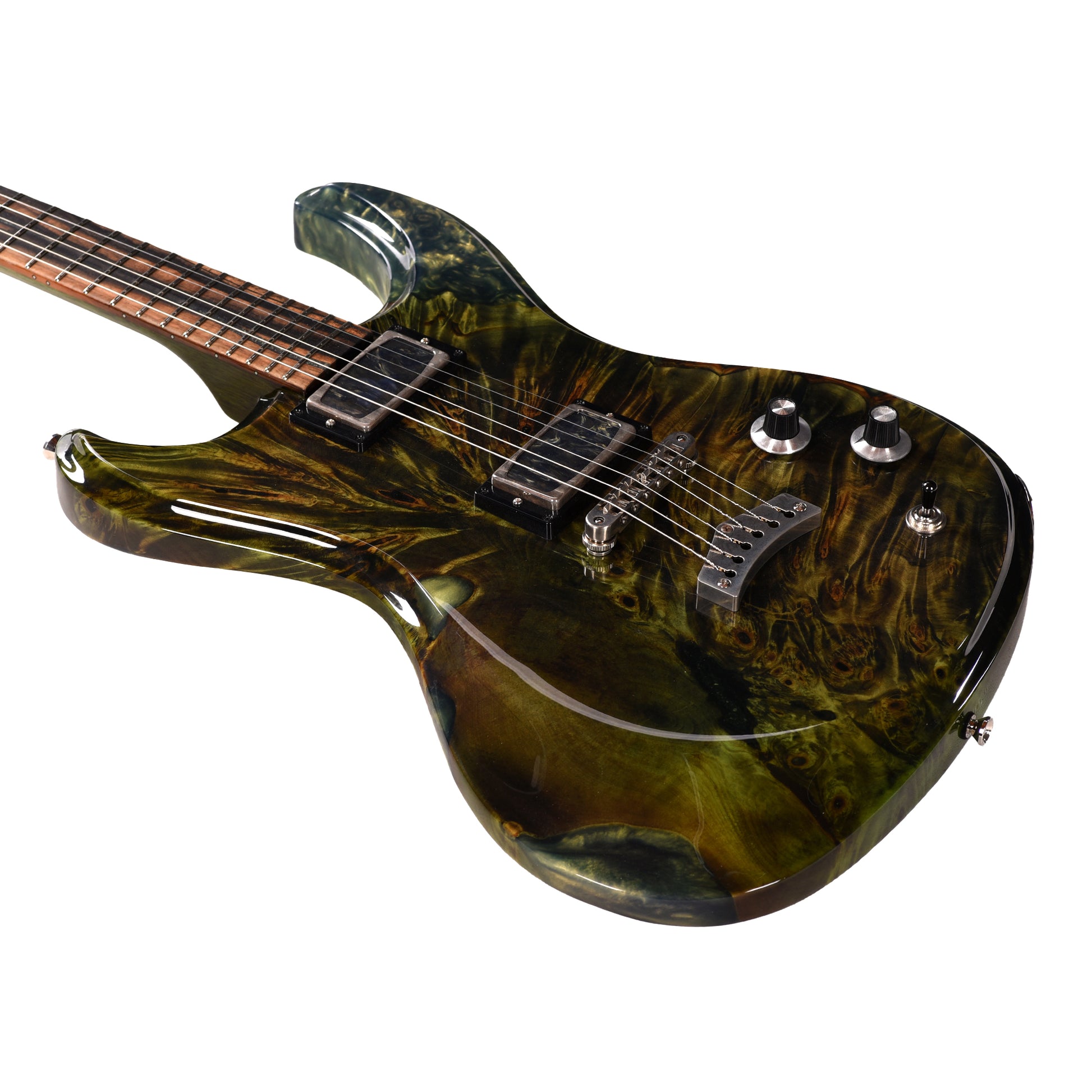 Dunable USA Buckeye Burl Gnarwhal Transparent Green Fade Electric Guitars / Solid Body