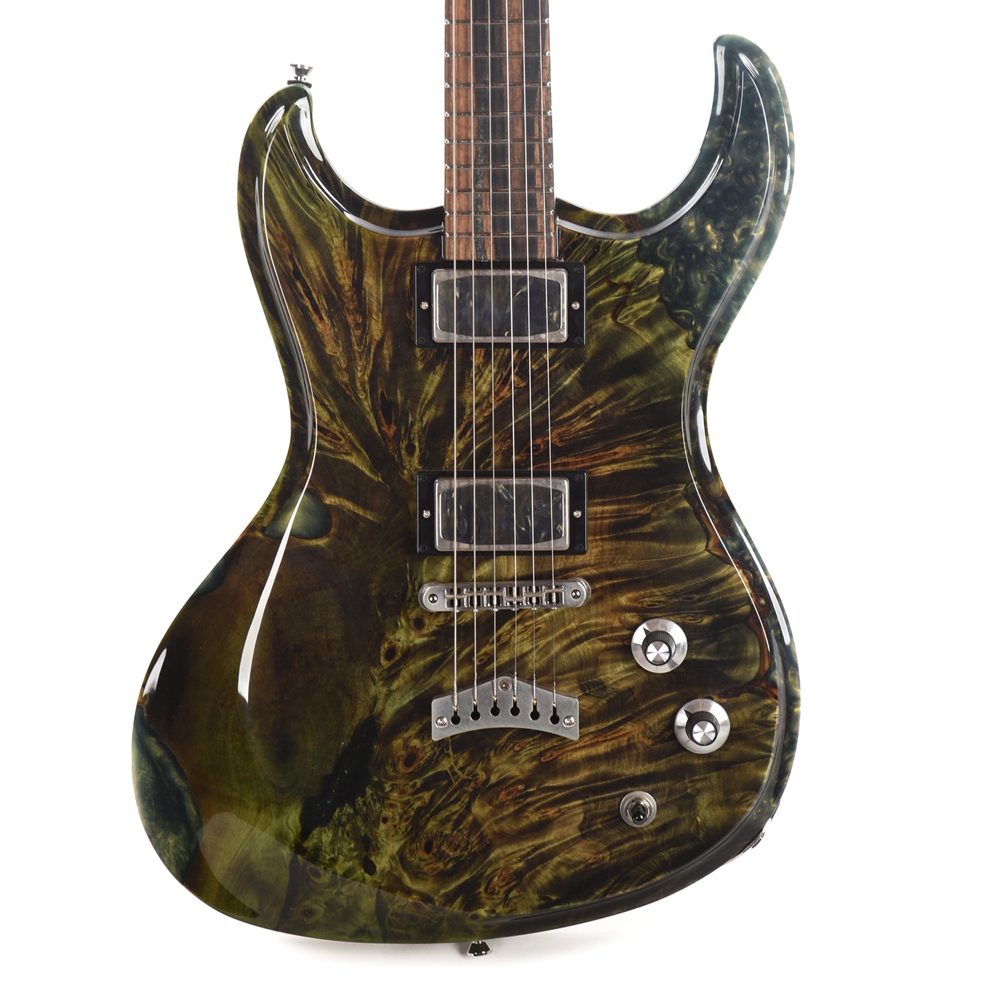 Dunable USA Buckeye Burl Gnarwhal Transparent Green Fade Electric Guitars / Solid Body