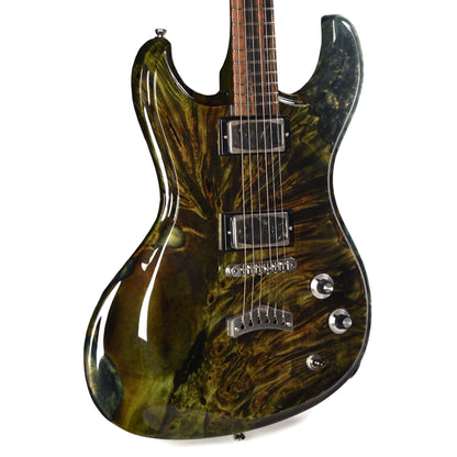 Dunable USA Buckeye Burl Gnarwhal Transparent Green Fade Electric Guitars / Solid Body