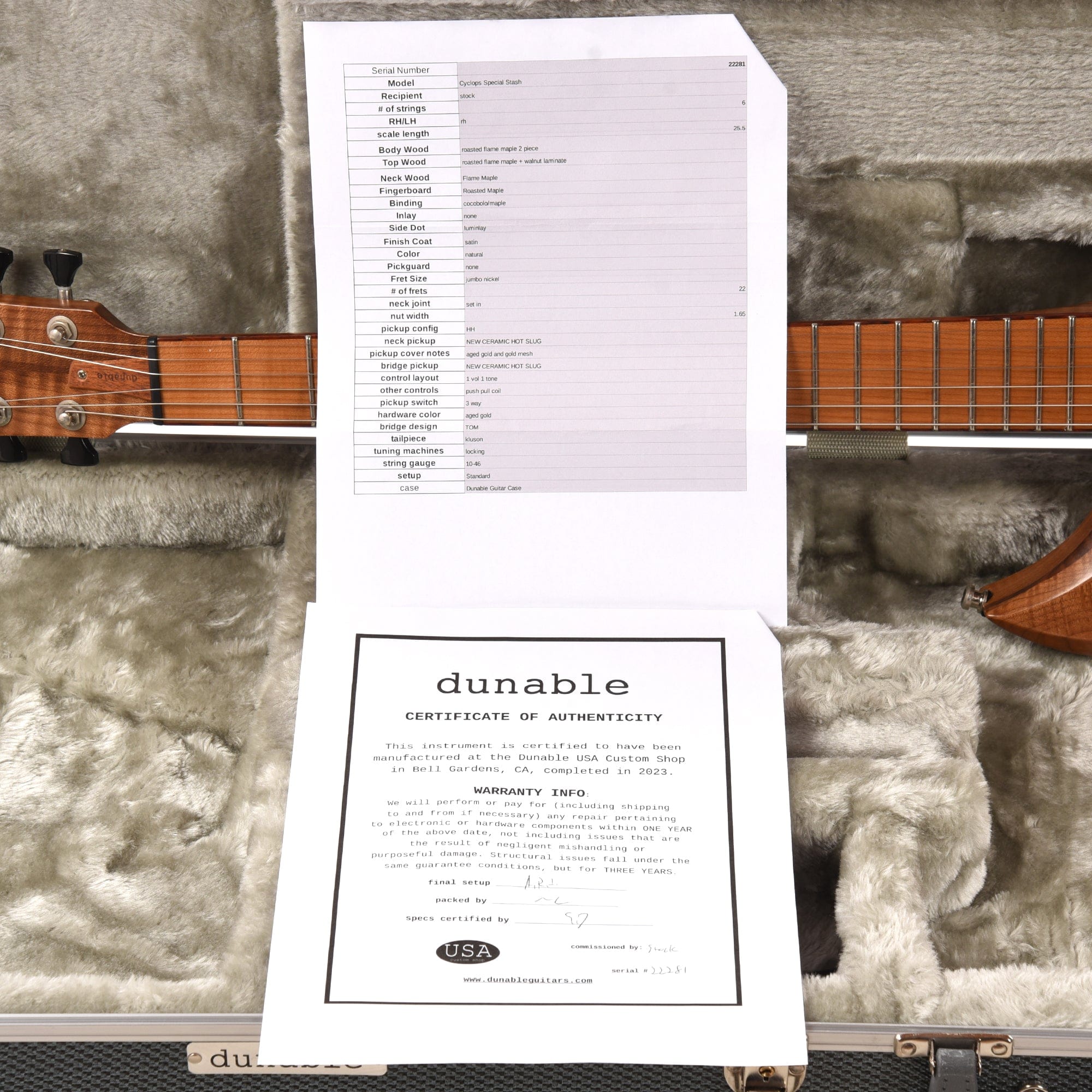 Dunable USA Cyclops Roasted Flame Maple Natural Electric Guitars / Solid Body