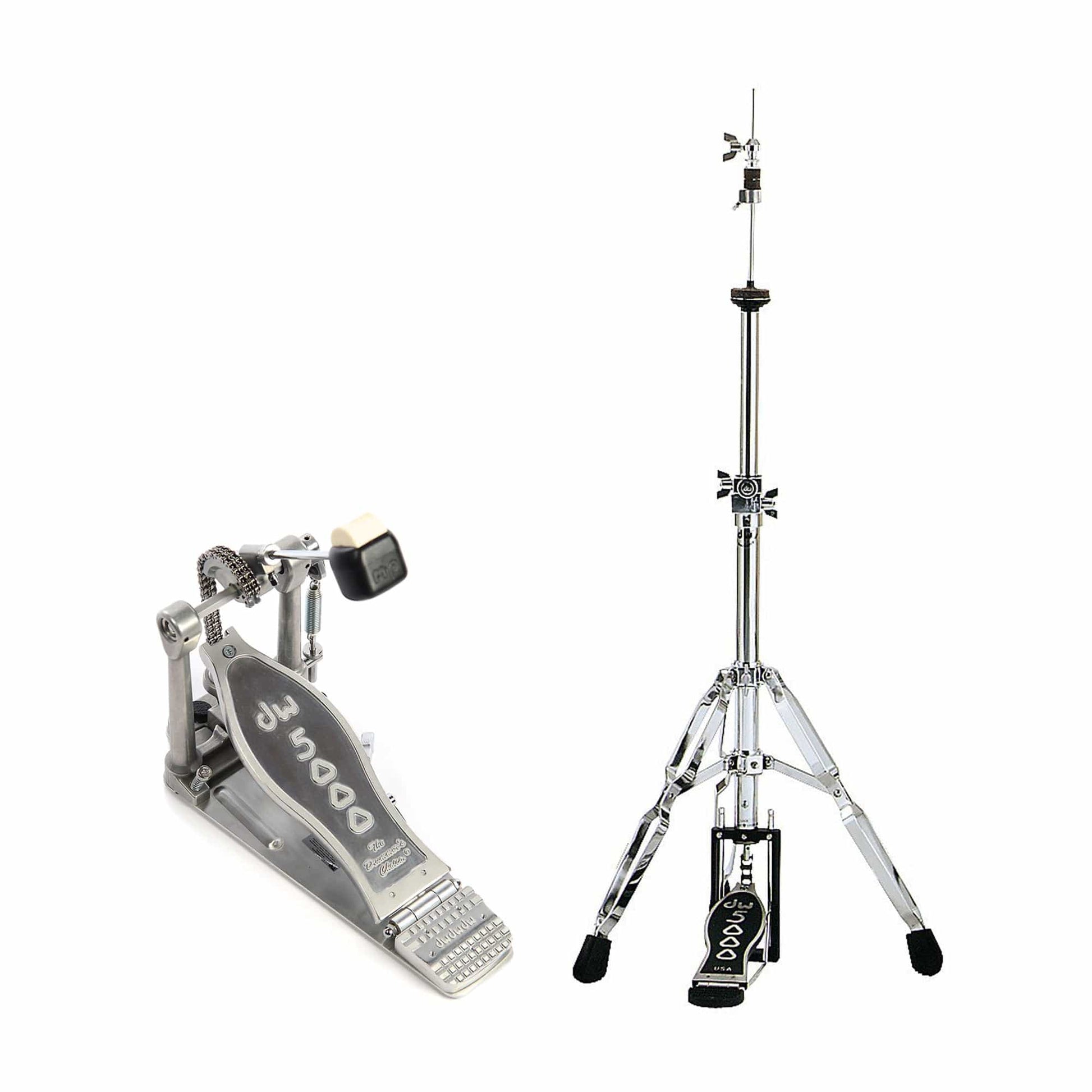 dw 5000 kick pedal DW 5000 Modern Retro Accelerator Single Bass Drum Pedal/3-Leg Double Braced Hi-Hat Stand Bundle
