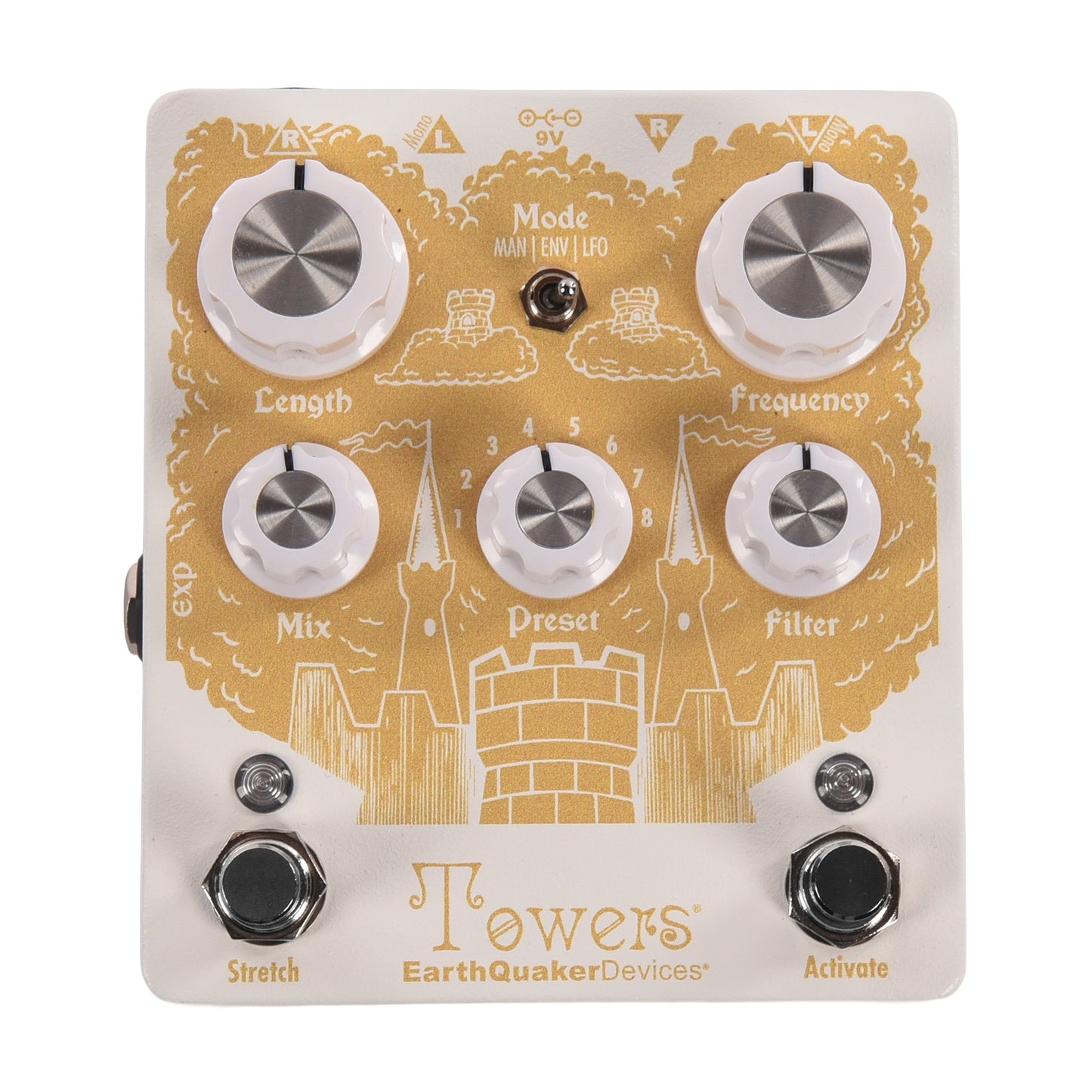 EarthQuaker Devices Towers Soundscape Generator Stereo Reverb Pedal White/Golden Wheat Effects and Pedals / Reverb