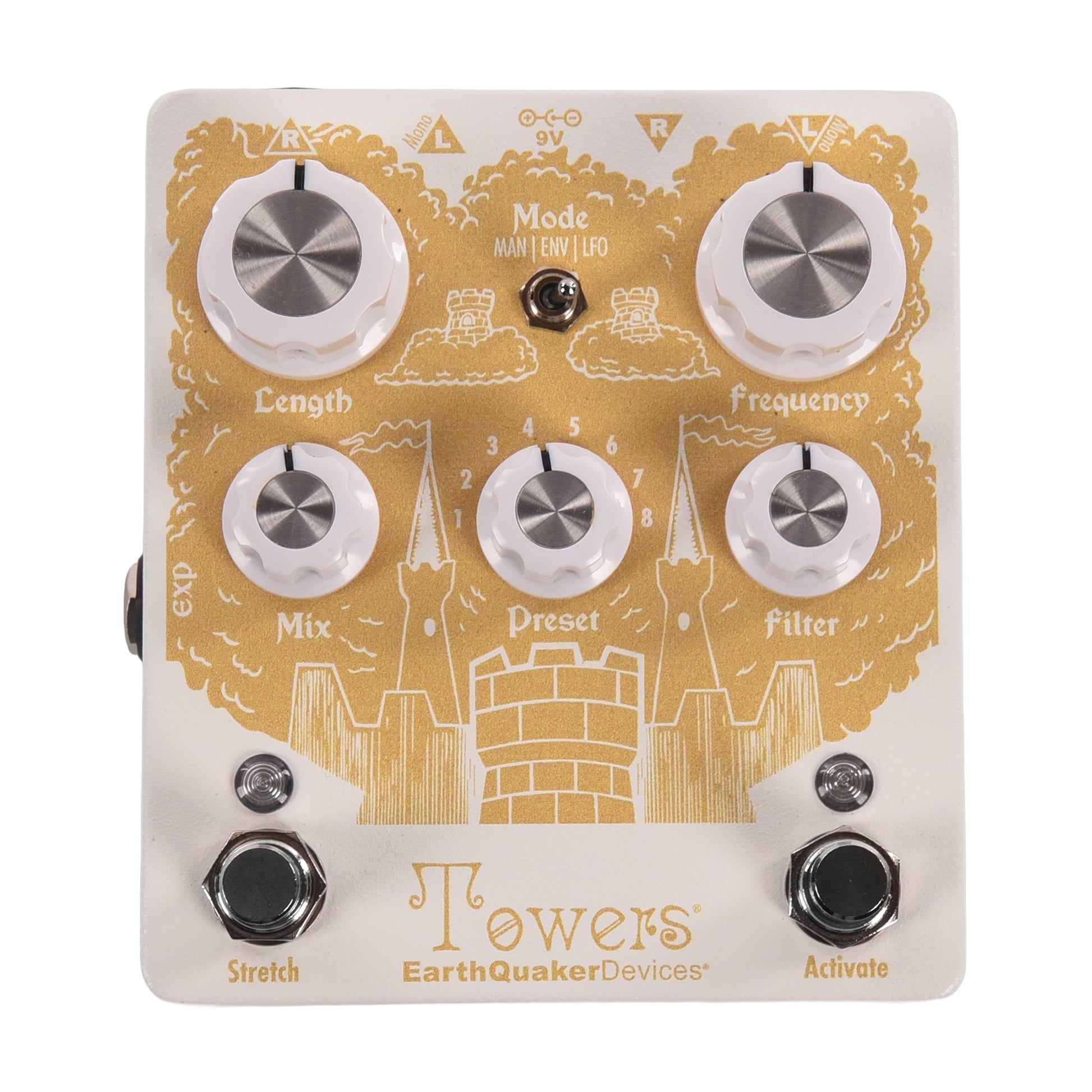 EarthQuaker Devices Towers Soundscape Generator Stereo Reverb Pedal White/Golden Wheat Effects and Pedals / Reverb