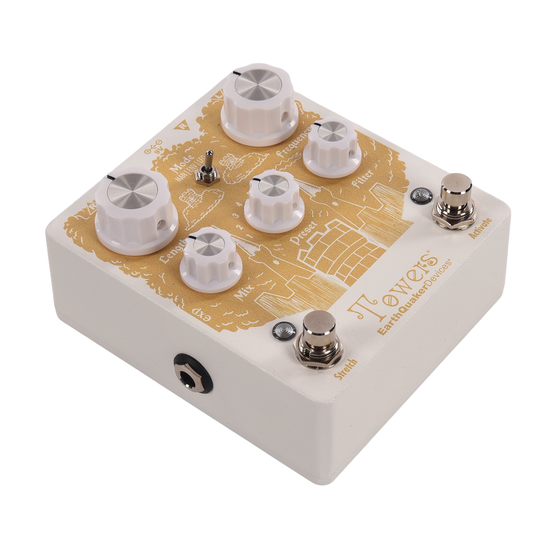 EarthQuaker Devices Towers Soundscape Generator Stereo Reverb Pedal White/Golden Wheat Effects and Pedals / Reverb