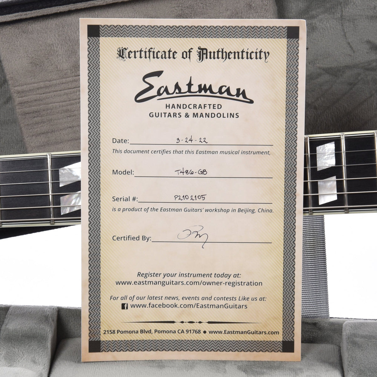 Eastman T486 Thinline Goldburst w/Seymour Duncan Humbuckers Electric Guitars