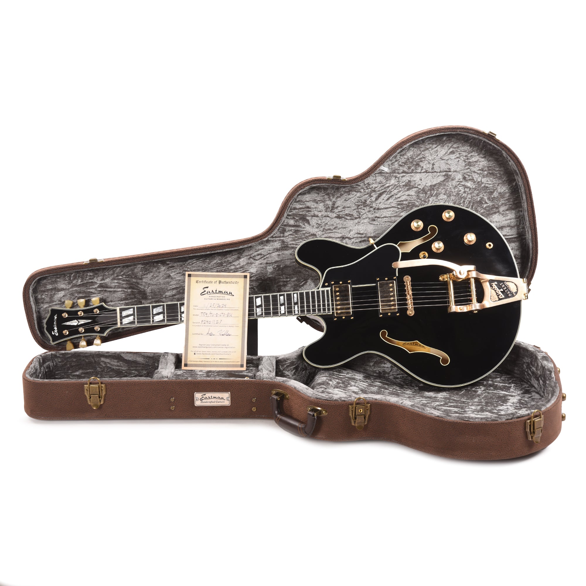Eastman Limited Edition T59 Truetone Vintage Black w/Bigsby Electric Guitars / Semi-Hollow