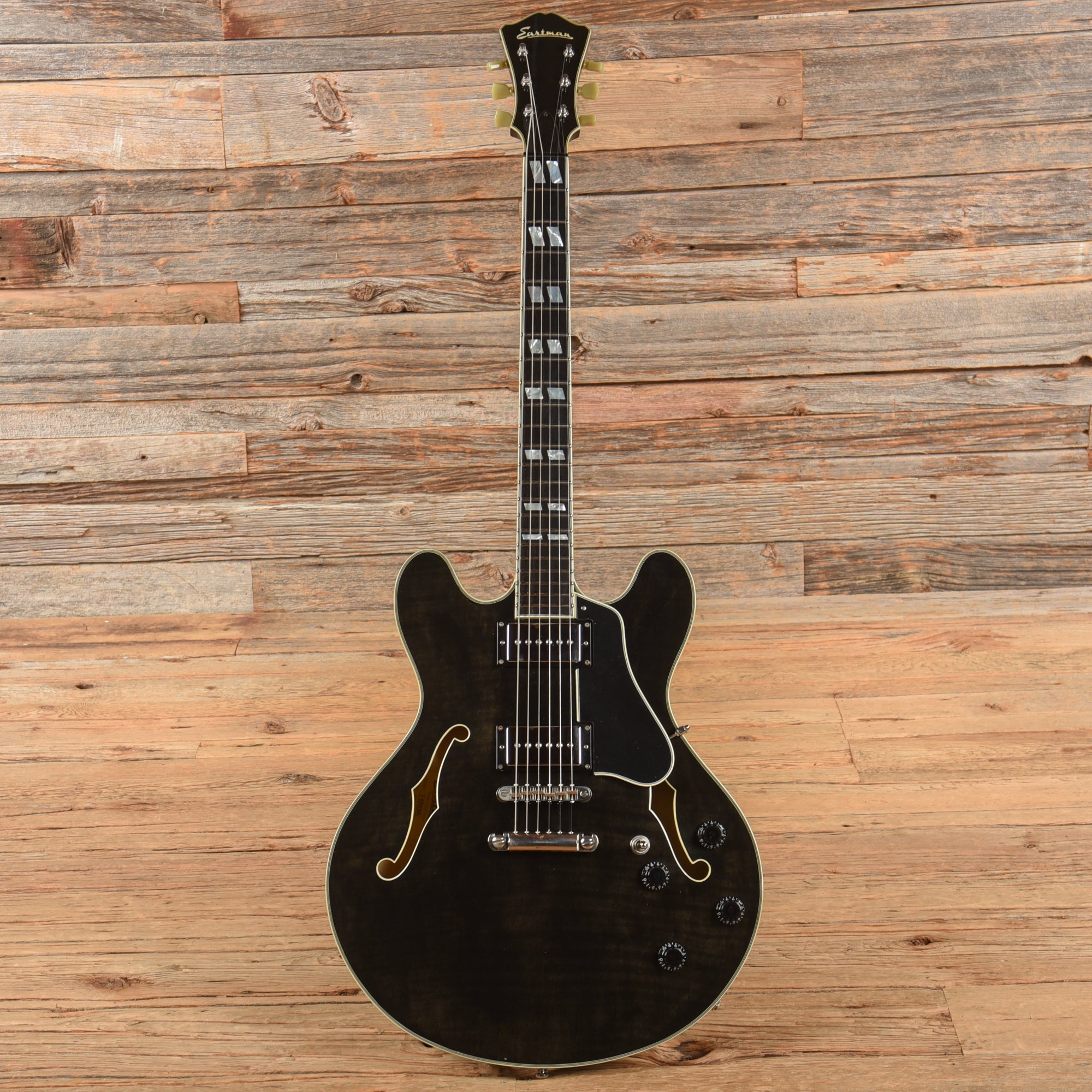 Eastman T486BK Thinline Archtop Black Electric Guitars / Semi-Hollow