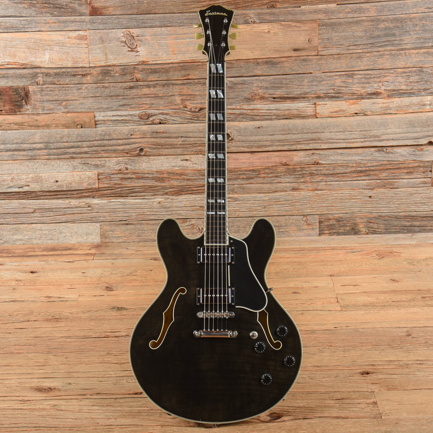 Eastman T486BK Thinline Archtop Black Electric Guitars / Semi-Hollow