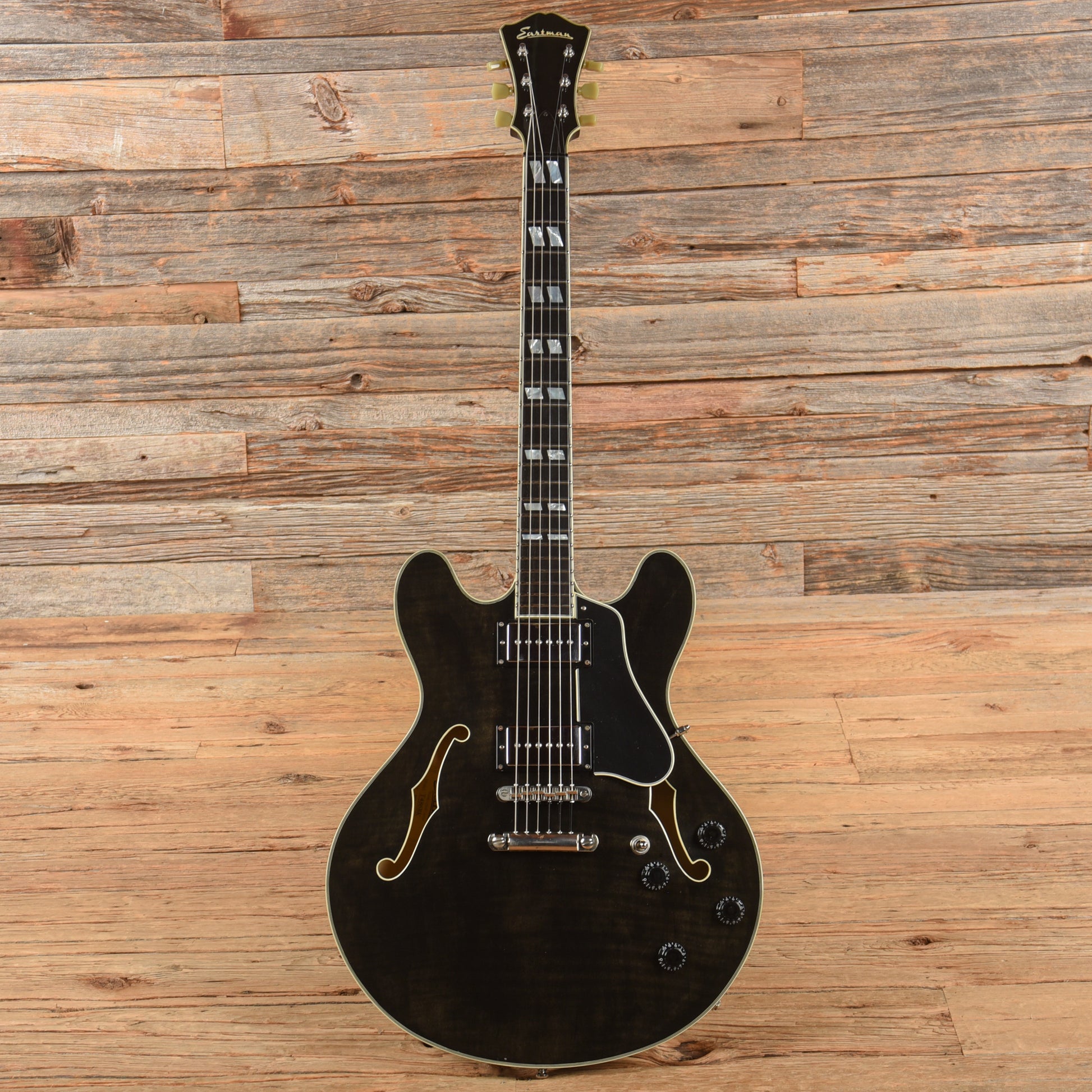 Eastman T486BK Thinline Archtop Black Electric Guitars / Semi-Hollow