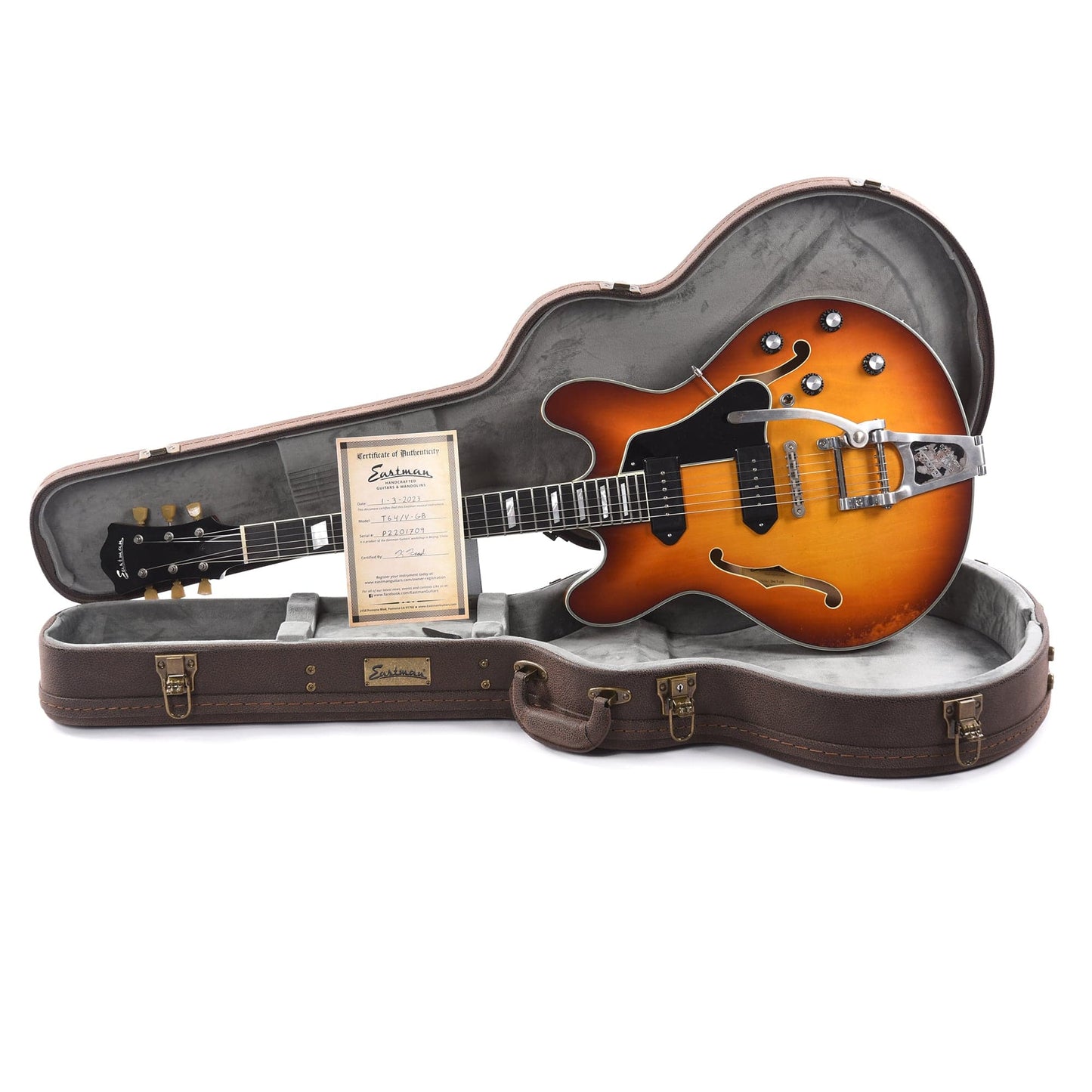 Eastman T64/v Thinline Antique Goldburst Electric Guitars / Semi-Hollow