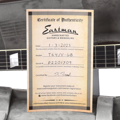 Eastman T64/v Thinline Antique Goldburst Electric Guitars / Semi-Hollow