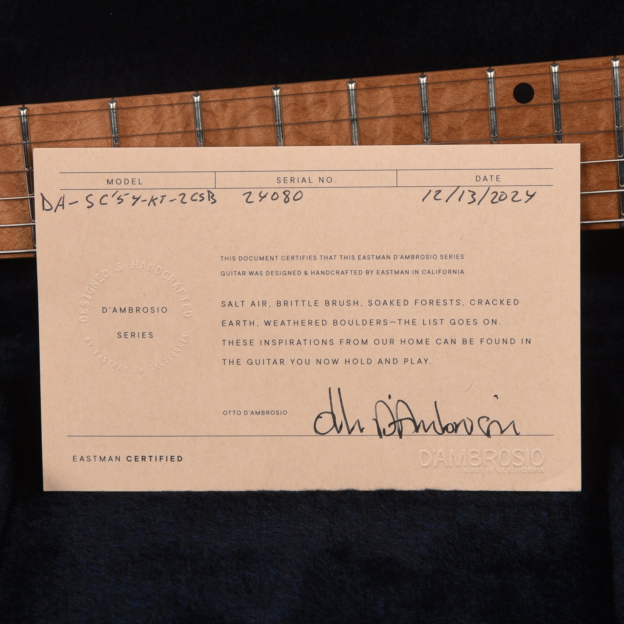 Eastman D'Ambrosio SC 54 Swamp Ash 2-Tone Sunburst w/Lollar Royal T & Special T Electric Guitars / Solid Body