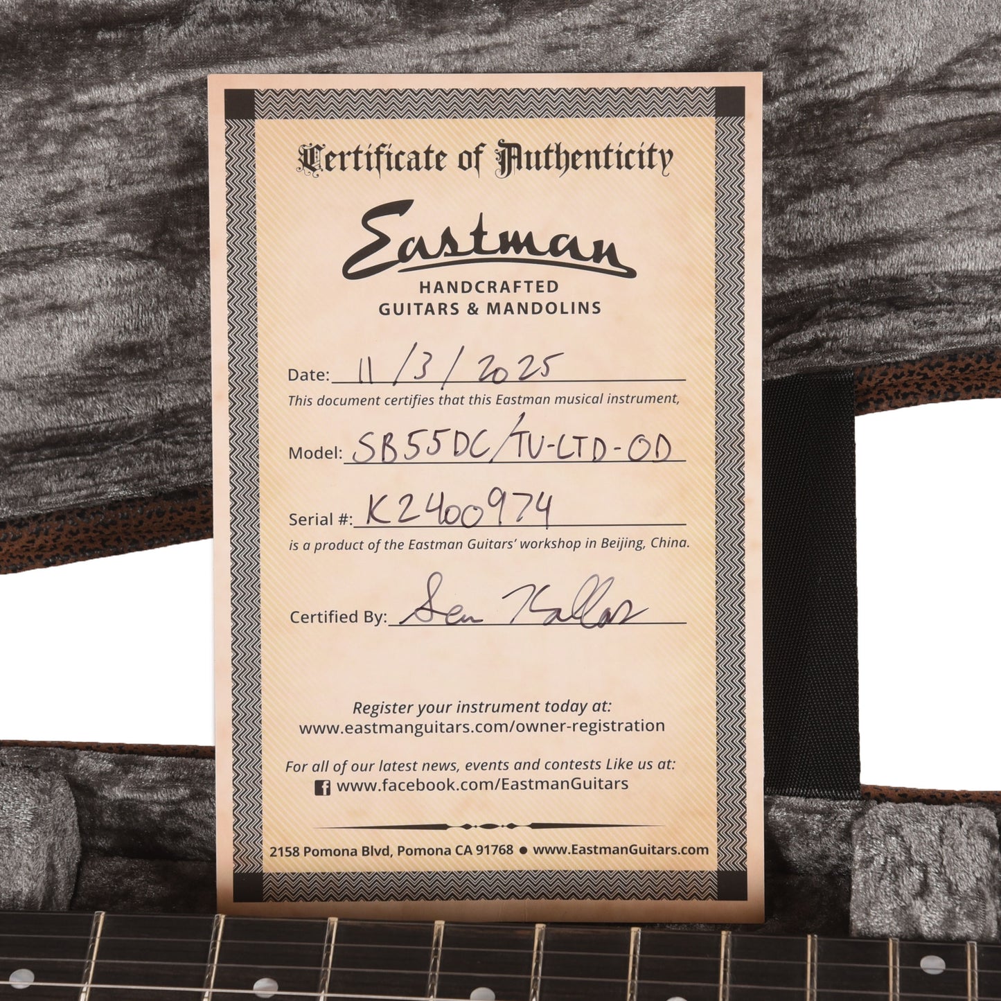 Eastman Limited Edition SB55DC/TV Olive Drab w/Lollar 50's Dog Ear P-90 Electric Guitars / Solid Body