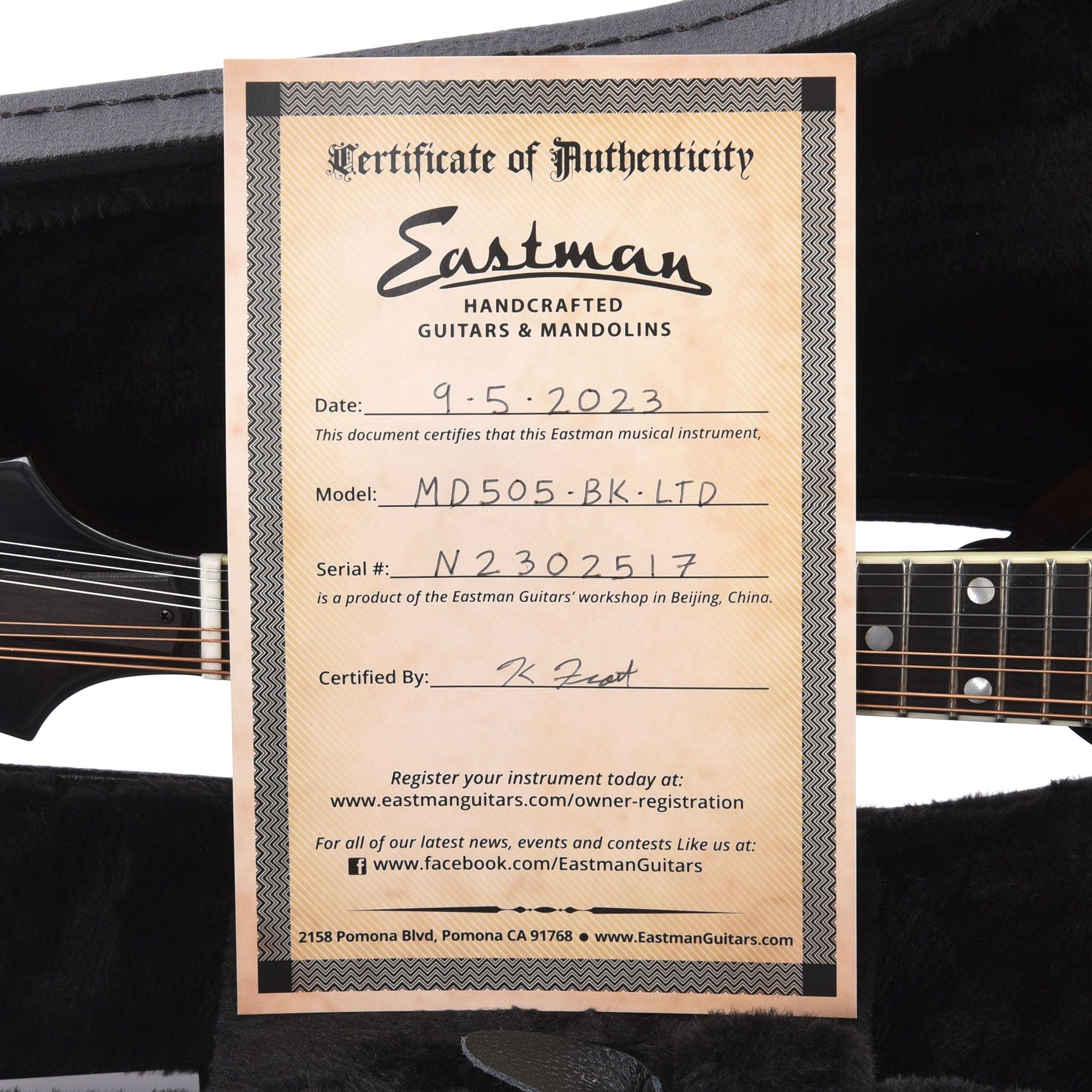 Eastman Limited MD505 Adirondack/Maple A-Style Black Folk Instruments / Mandolins