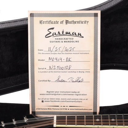 Eastman MD404 Sitka/Mahogany A-Style Oval Hole Mandolin Black Mandolins