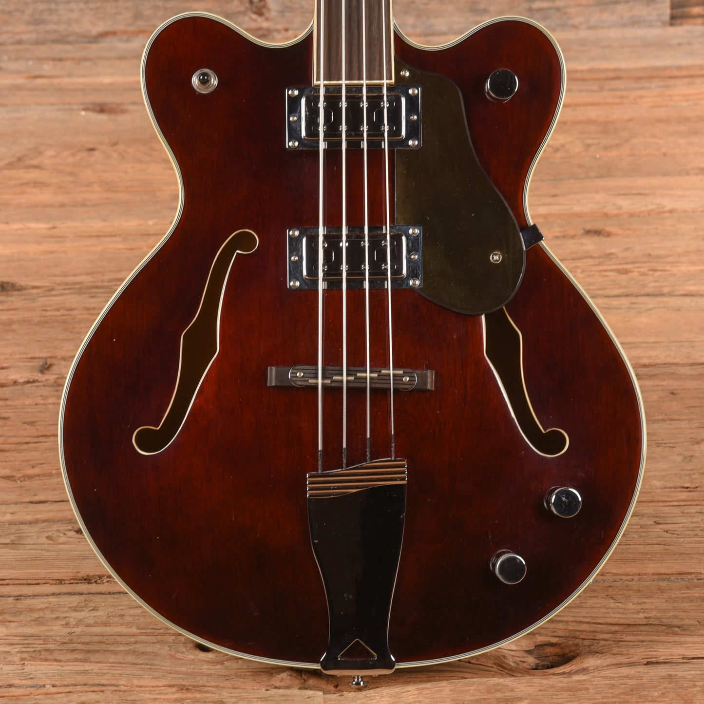 Eastwood Classic 4 Fretless Hollowbody Reissue Electric Bass Walnut Bass Guitars