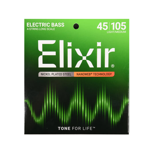 Elixir Medium Nanoweb 4-String Bass Strings 45-105 Accessories / Strings / Bass Strings