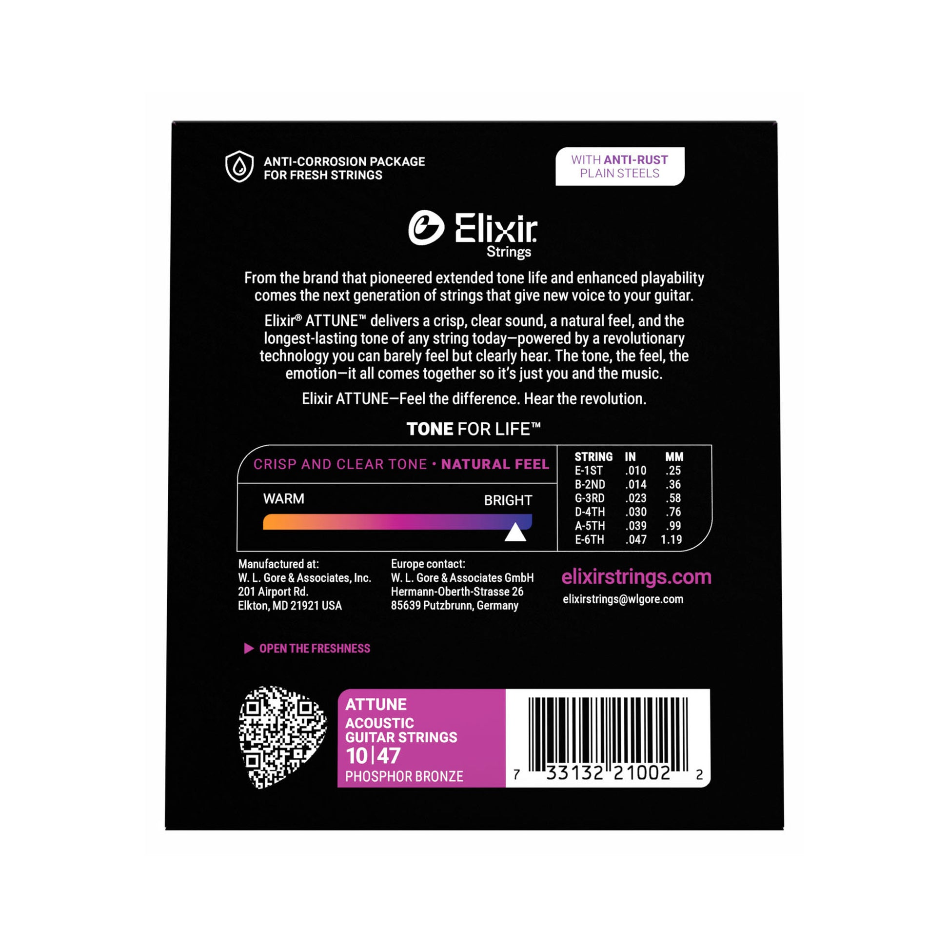Elixir 21002 Acoustic Phosphor Bronze Attune Extra Light 10-47 Strings