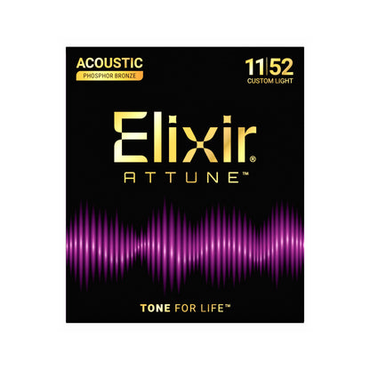 Elixir 21027 Acoustic Phosphor Bronze Attune Custom Light 11-52 Strings