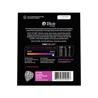 Elixir 21052 Acoustic Phosphor Bronze Attune Light 12-53 Strings