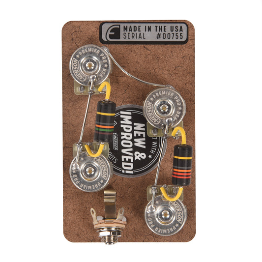 Emerson Custom Prewired Kit for Les Paul Short Shaft 3/8" (500K Pots, 0.022Uf & 0.015Uf Bumblebee) Parts / Pickguards