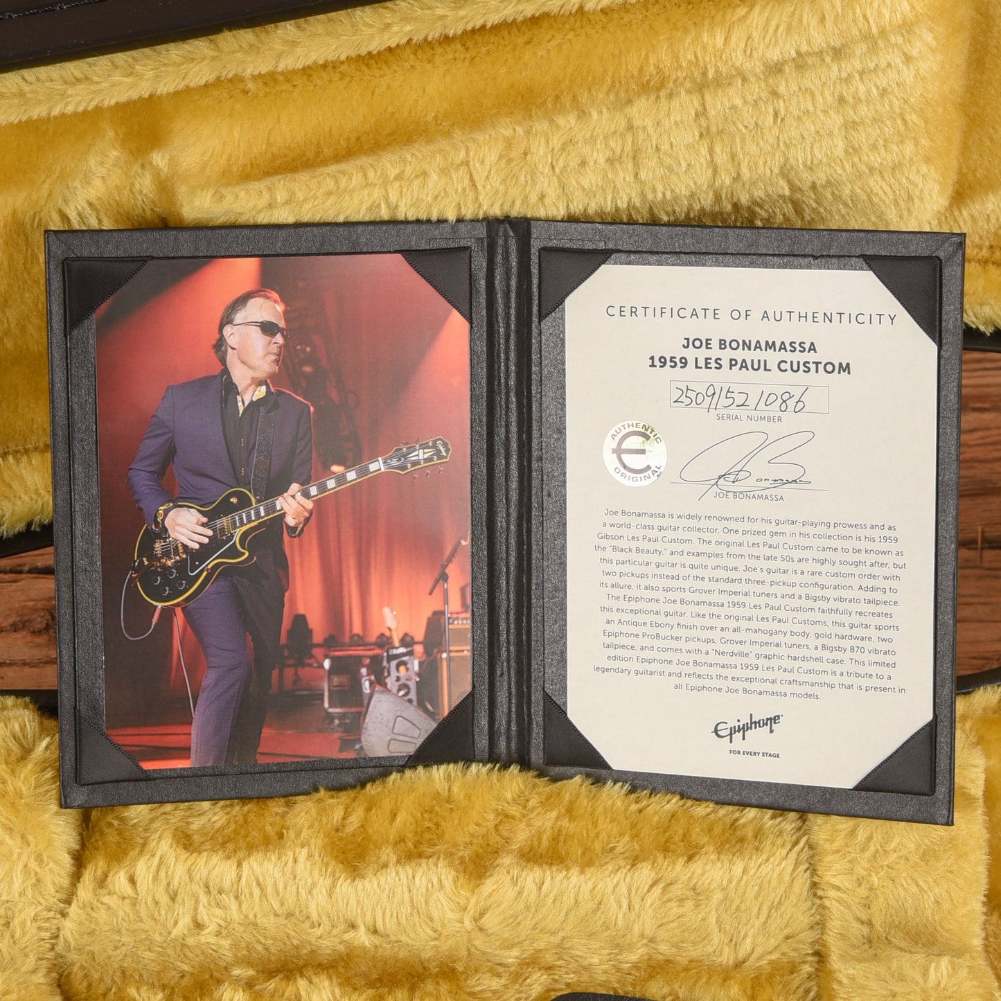 Epiphone Artist Joe Bonamassa ‘59 Les Paul Custom Antique Ebony w/Nerdville Hardshell Case Electric Guitars