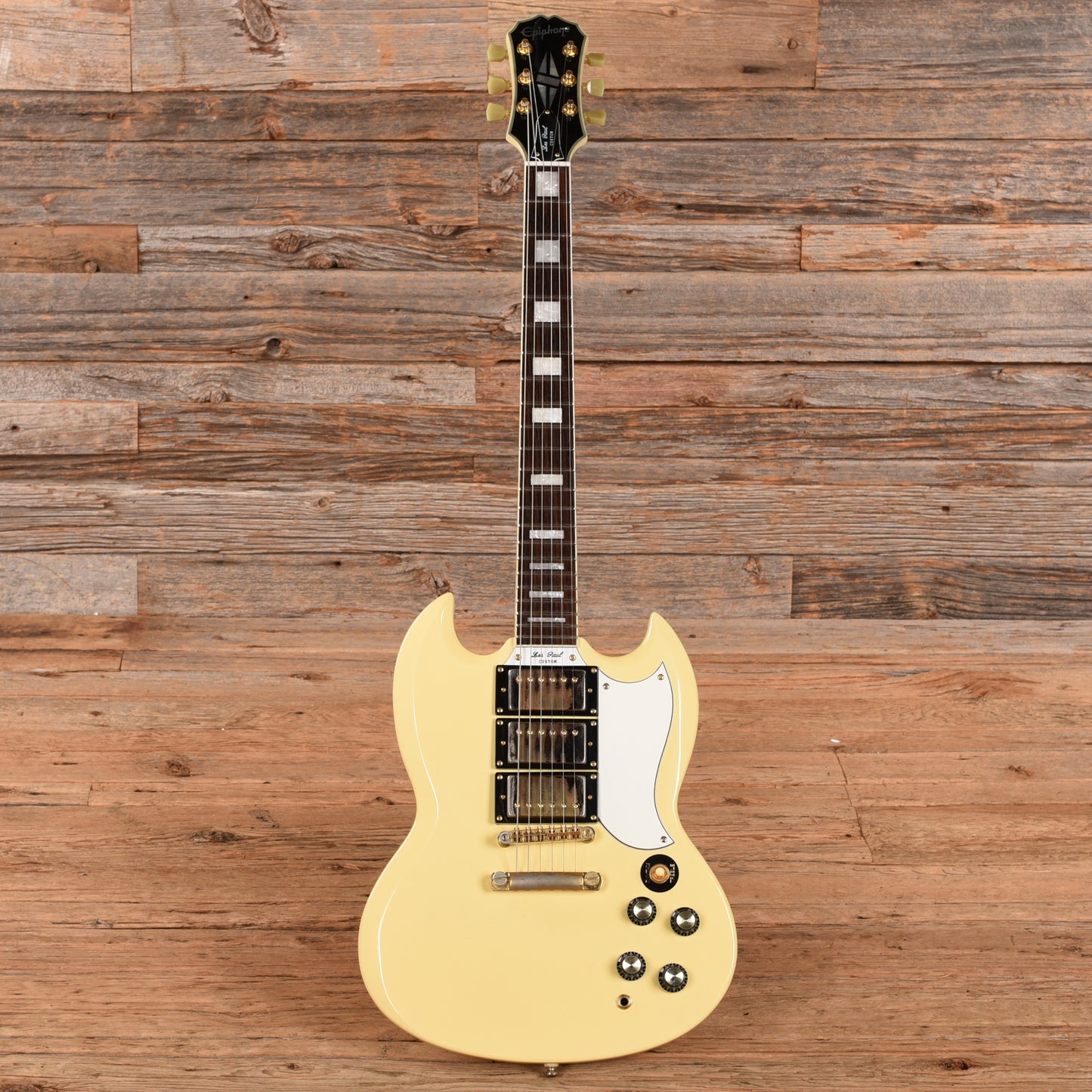 Epiphone G-400 Les Paul Custom Antique Ivory 2001 Electric Guitars