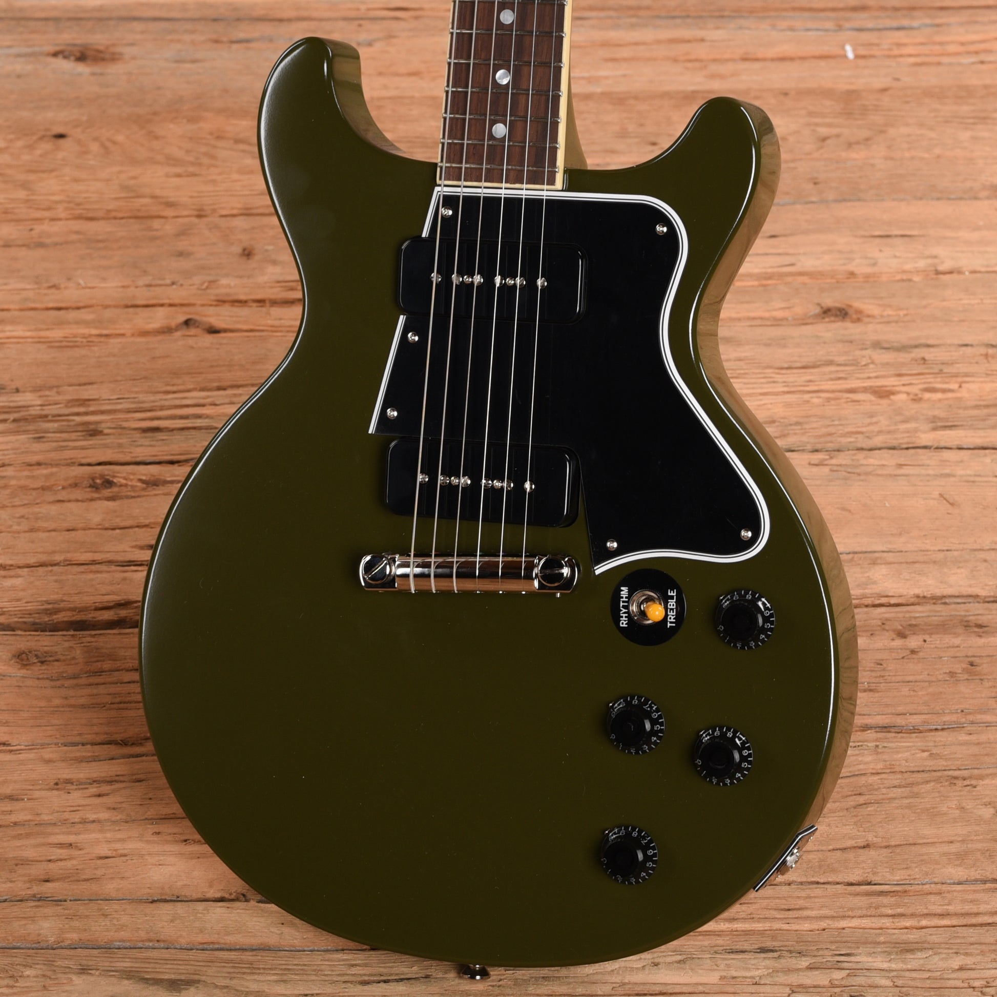 Epiphone Inspired by Gibson Custom 1960 Les Paul Special Double Cut Reissue Olive Drab w/Gibson Custom Underwound P-90 Soapbars Electric Guitars