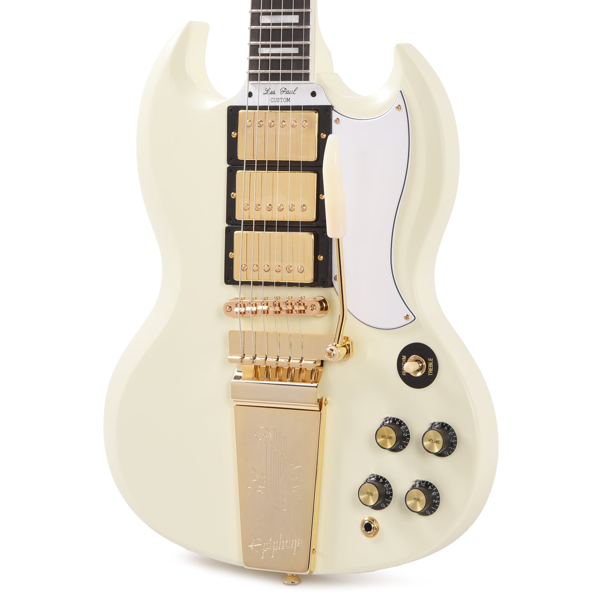 Epiphone Inspired by Gibson Custom 1963 Les Paul SG Custom Classic White w/Maestro Vibrola Electric Guitars / Solid Body